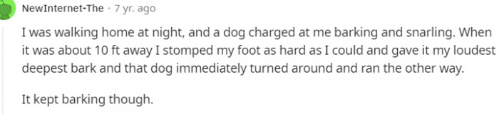 9. It kept barking as it ran