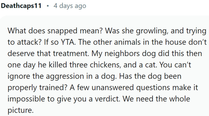 The dog shows some worrying behavior