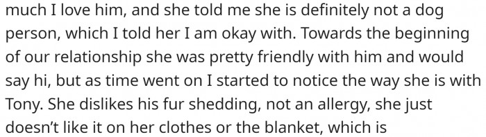 He finally told her how he feels about the way she treats his dog.