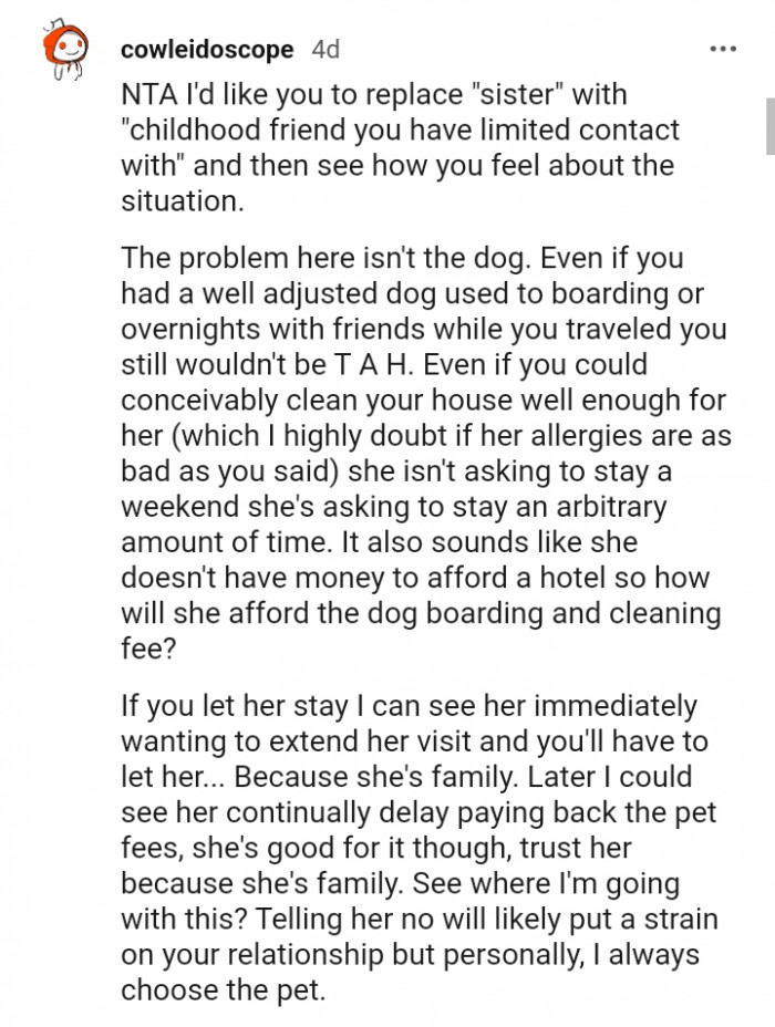 It also sounds like she doesn't have money