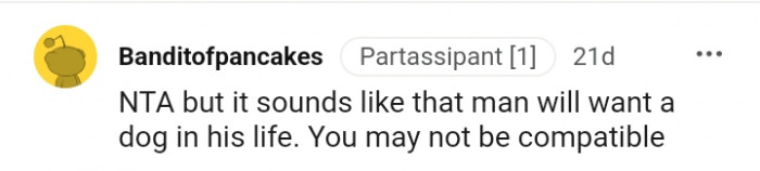 17. The man sounds like he wants a dog in his life