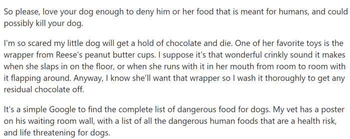 Love your dogs enough to deny them food meant for humans.