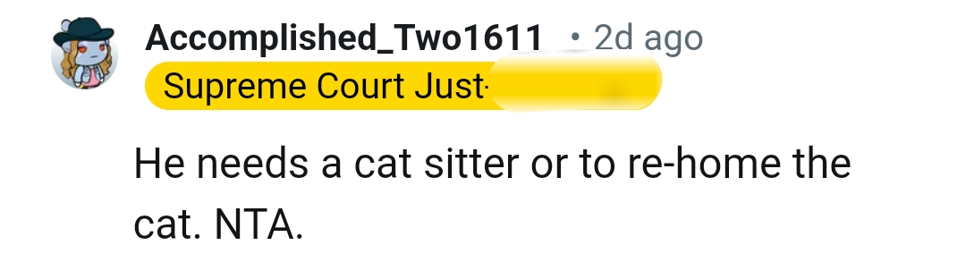 Either He Gets a Cat Sitter or...