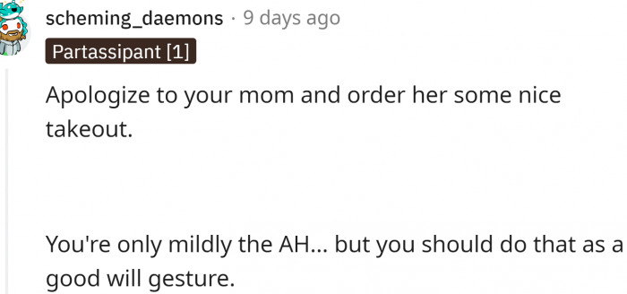 OP should make the gesture, even though it is not her fault.