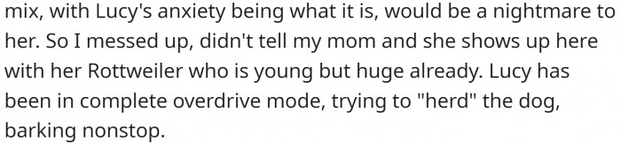 Lucy is in complete overdrive mode, OP says