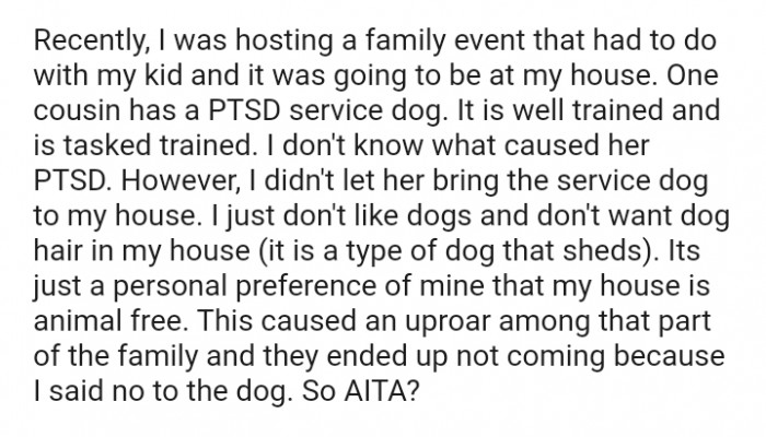 It's just a personal preference of mine that my house is animal-free