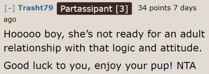 Someone's not ready for a mature relationship.