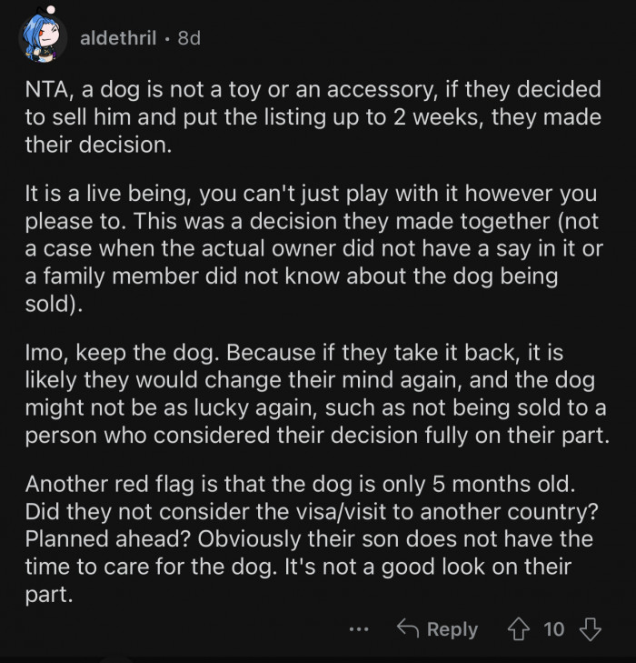 The family made their decision and received payment for their dog.