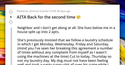 Redditor's Urgent Laundry After Dog Accident Leads to Conflict With Nasty Neighbor