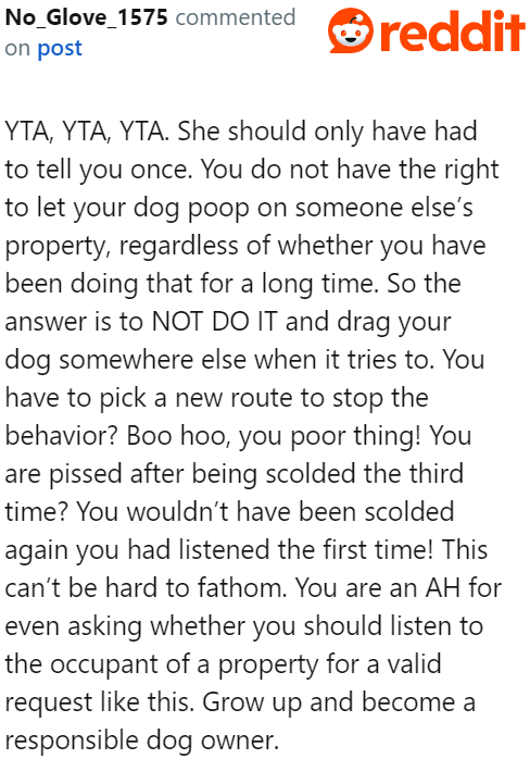 The OP should have listened the moment she received her first warning.