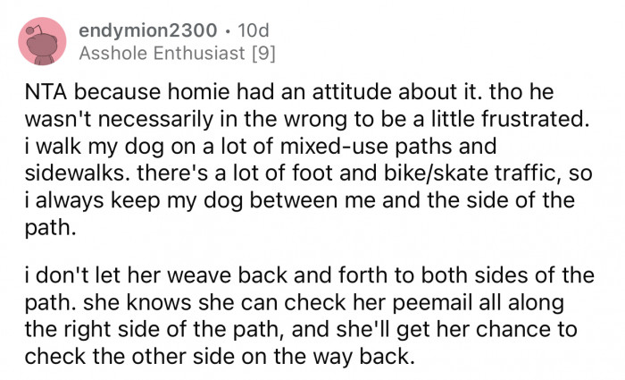 The man had an attitude but wasn't necessarily in the wrong.