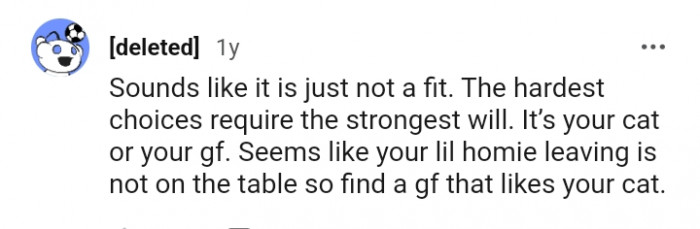 It's your cat or your girlfriend