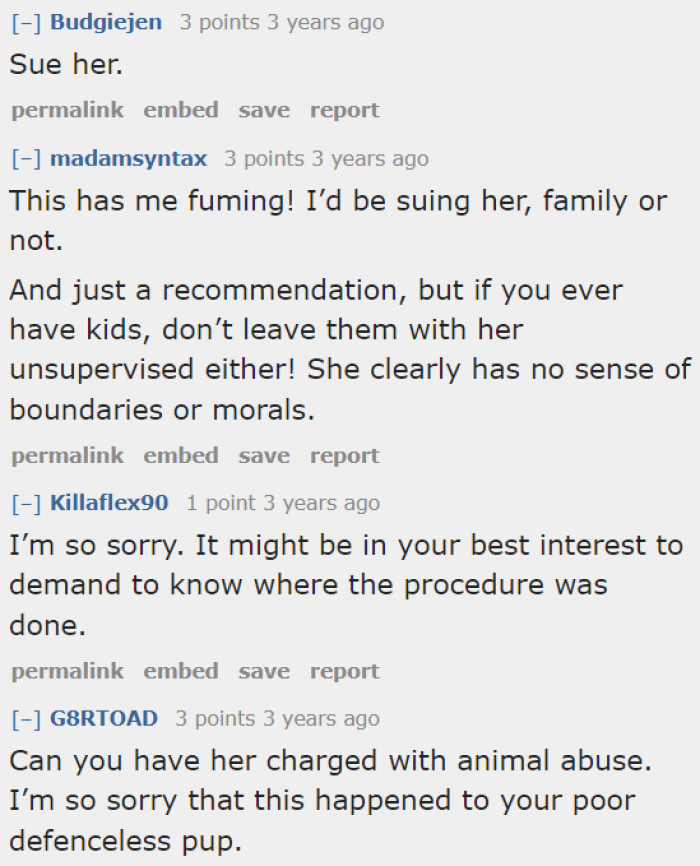 Some users believe that the mother-in-law should be charged with animal abuse.