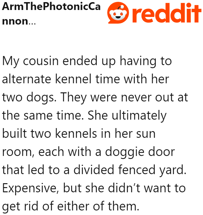 It Took Alternately Kenneling Two Dogs to Prevent This User's Cousin's Dog from Fighting.