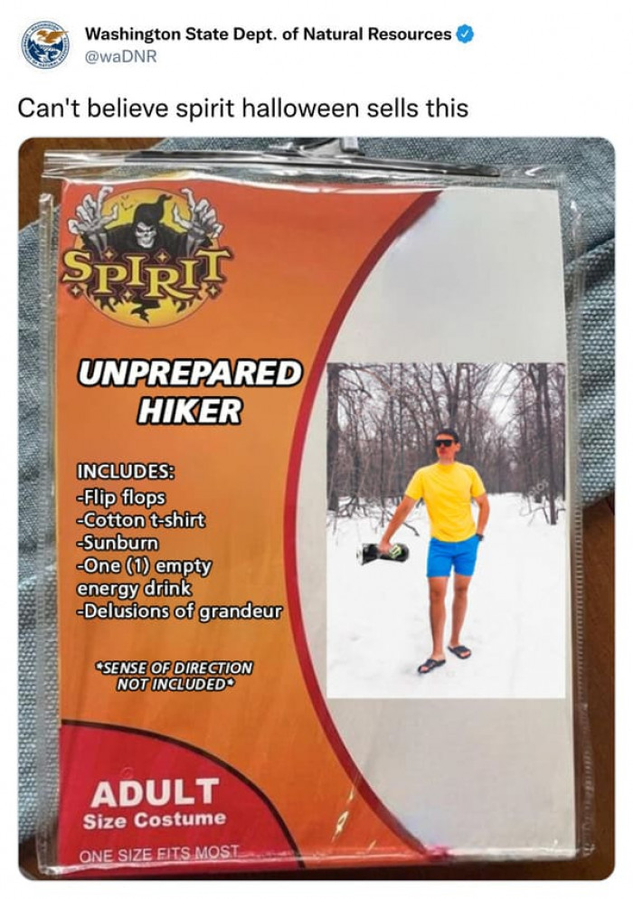 5. A Fake Spirit Halloween Costume Of The Unprepared Hiker