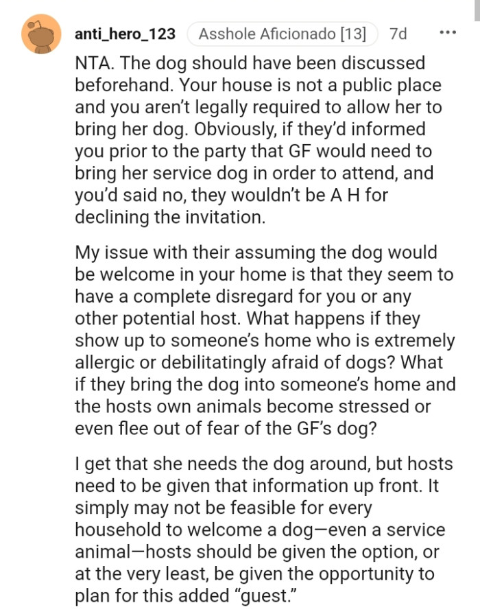 They would not be an AH for declining the invitation