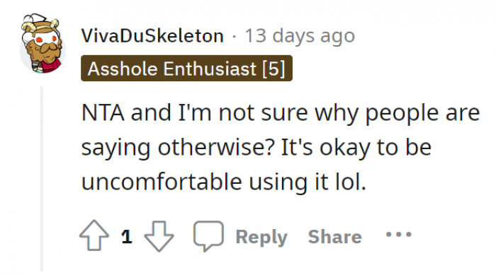Opposite answer–NTA. Their only point is it’s okay to be uncomfortable to use the “b” word.