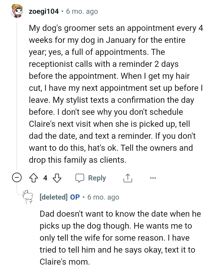 Telling the dad the date