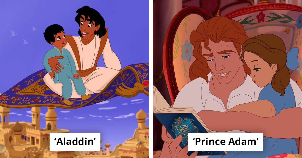 Artist Reimagines 8 Disney Princes As Doting Dads In Adorable Scenes (8 Pics)