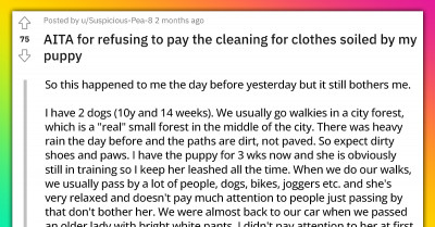 Reddit User Refuses To Pay For Cleaning For The Clothes Their Puppy Soiled