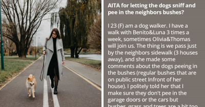 Dog Walker Won't Stop Dogs From Peeing In Neighbor's Bushes