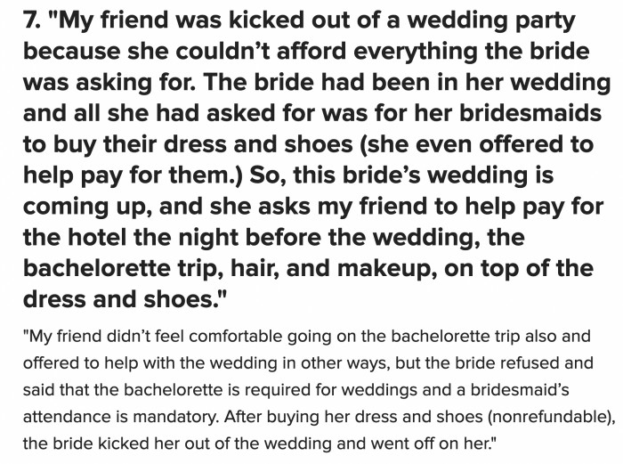 The bride might be madder that she would have to cover the expenses her friend was ‘supposed’ to pay for