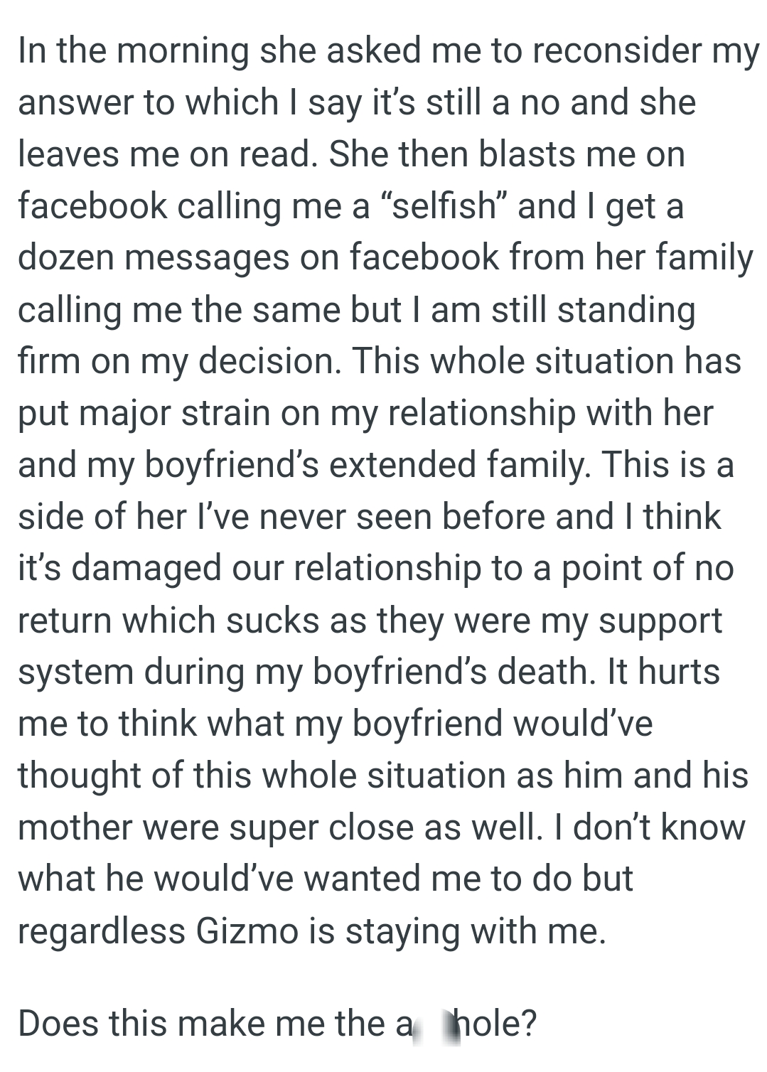 OP thinks it’s damaged their relationship to a point of no return
