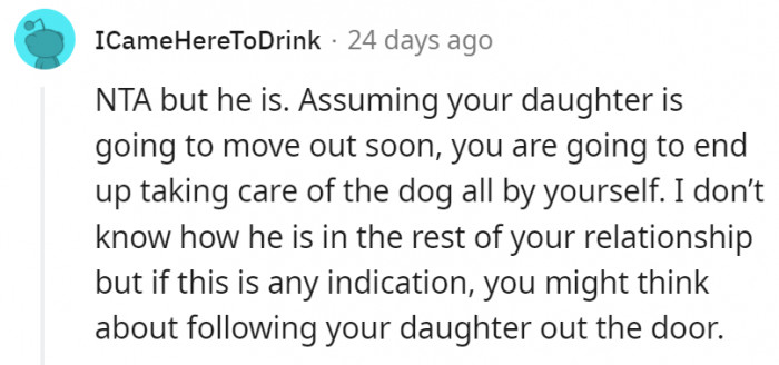 4. History can repeat itself, and OP might end up taking care of the dog again