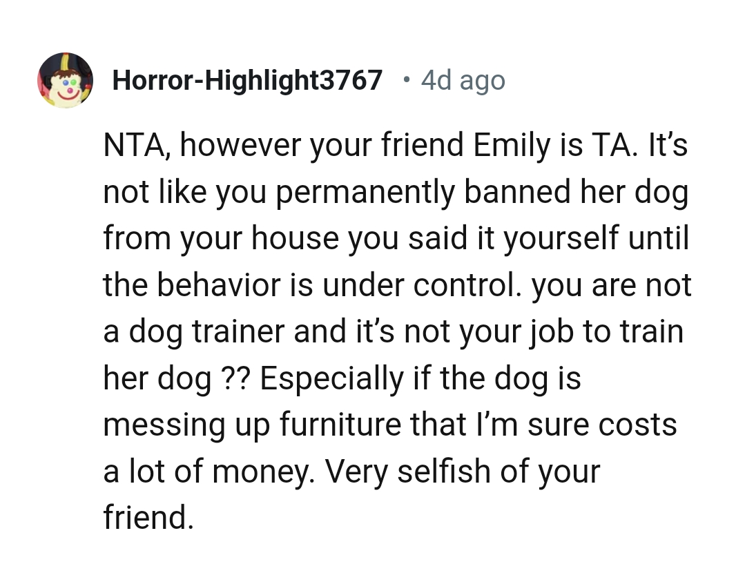 It's very selfish of OP's close friend