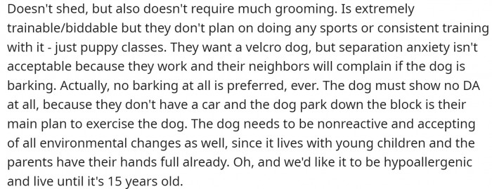 So many requirements that exclude one another