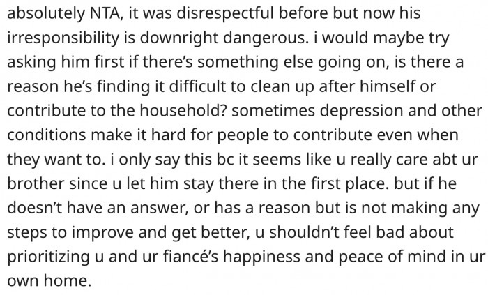14. Her brother's irresponsibility has become too dangerous to be ignored.