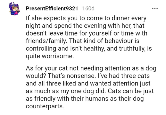 That kind of behavior is controlling