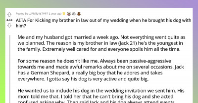 Bride Kicks Her Brother-In-Law From The Wedding After He Brought His Unruly Dog Who Terrified Their Guests