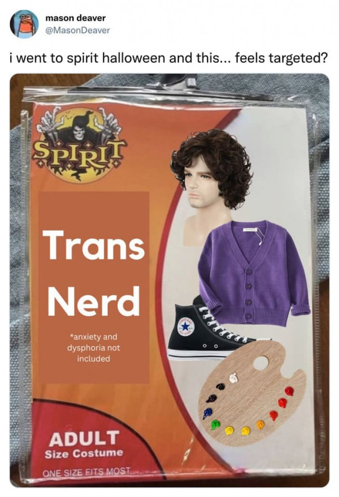 2. A Fake Spirit Halloween Costume Of Trans Nerd