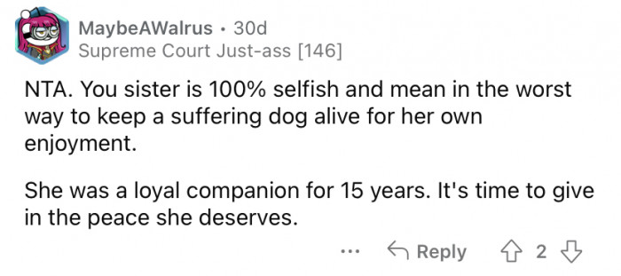 "It's time to give her the peace she deserves."