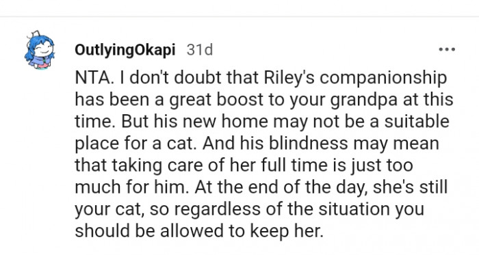 Taking care of him full time could be too much for him