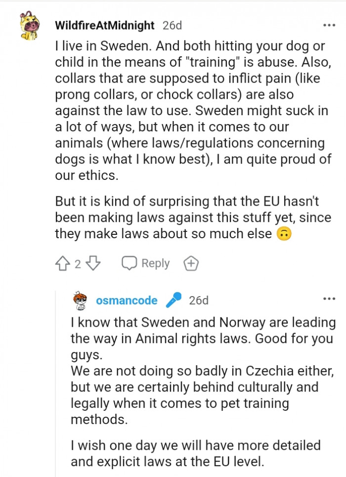 Pain-inflicting collars are against the law to use