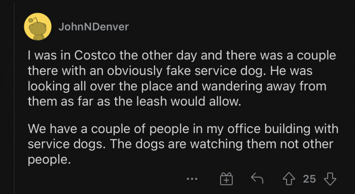 Fake service dogs are apparently quite common.