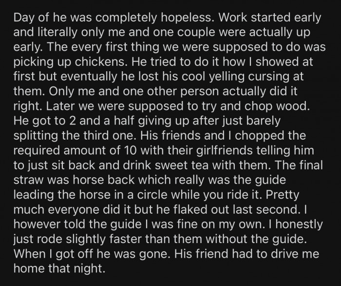 OP's boyfriend completely lost control and struggled with most chores.