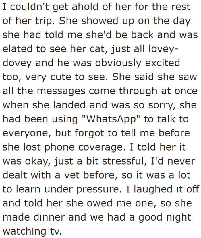 The OP's roommate finally returned.