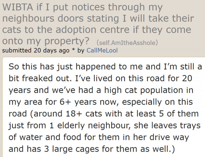 This property owner is just tired of dealing with neighbors' cats.