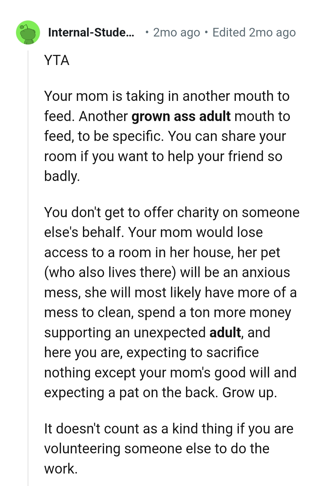 The OP can share his room if he wants