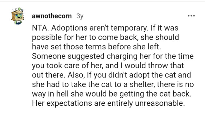 There is no way she can get the cat back