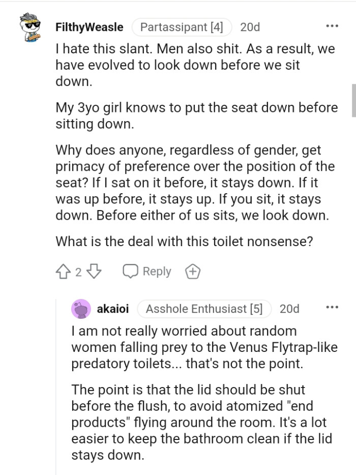 This Redditor wants to know what the deal is with all this toilet nonsense