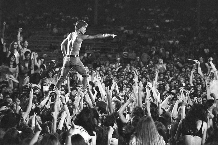 29. During a live performance in Cincinnati in 1970, Iggy Pop was elevated by the crowd in a messianic pose