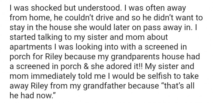 I would be selfish to take away Riley