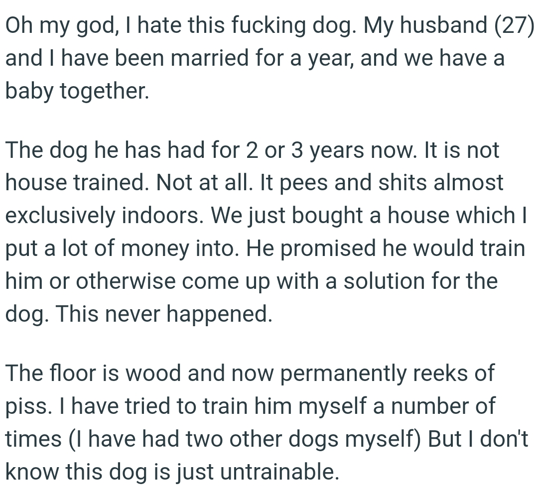 They just bought a house which the OP put a lot of money into