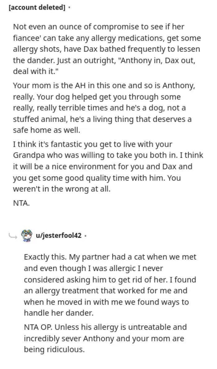 If the fiancé can't compromise, then it's best for the OP to move out.