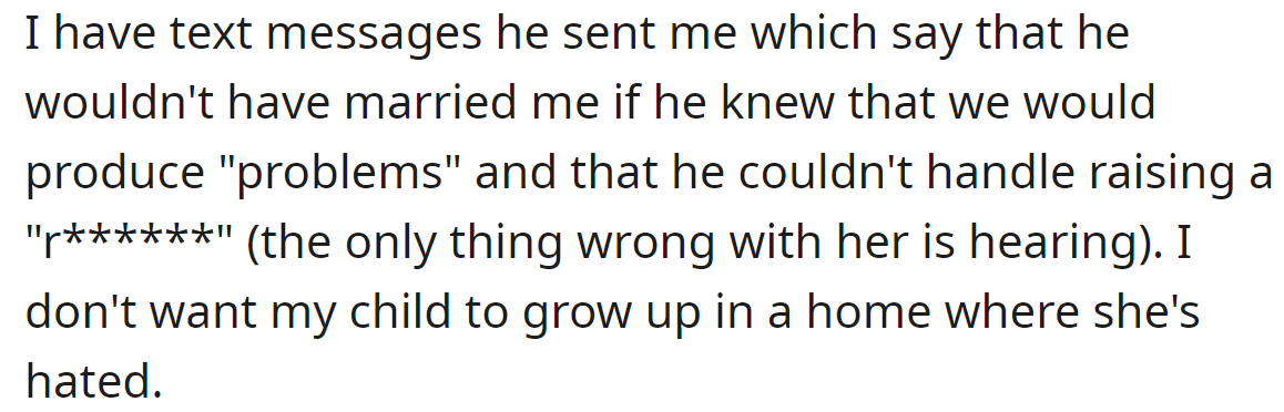 But the OP keeps his texts that explain why he doesn't want to be involved in the child's life: