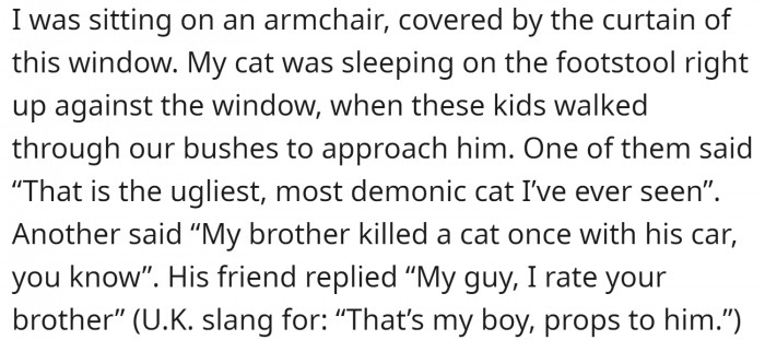 Why praise someone who killed a cat?